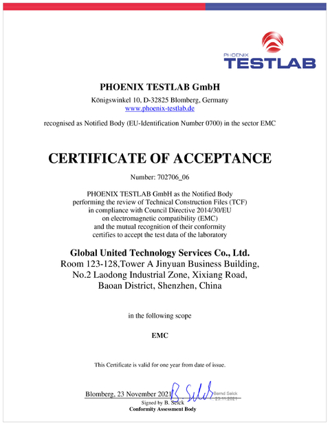 China Global United Technology Services Co.,Ltd. Certificações